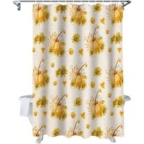 Fall Shower Curtain Pumpkin with Sunflowers Shower Curtains for Bathroom Fallen Leaves Bath Curtains Sets for Autumn Thanksgiving Seasonal Bathroom Decor Polyester Fabric Waterproof 36 x 72 in