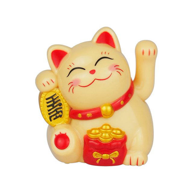 Mini Solar Automatic Waving Lucky Cat Car Decoration Cake Baking Decoration