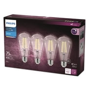 Philips LED 75-Watt ST19 Straight Tubular Light Bulb, Clear Daylight, Dimmable, E26 Medium Base (4-Pack)