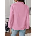 thumbnail image 3 of Women Business Casual Ruffle Long Sleeve Tops V Neck Shirts Work Solid Clothes Pink XL, 3 of 6