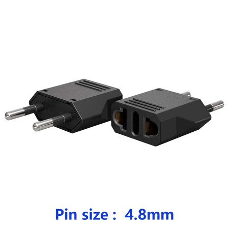 Strhowill 2 pcs US/AU TO EU Travel conversion charging conversion plug,EU 4.8MM cylindrical plug,2 holes socket for US/EU Conversion plug,US TO EU Travel plug,EuropeTravel Socket Plug Adapter