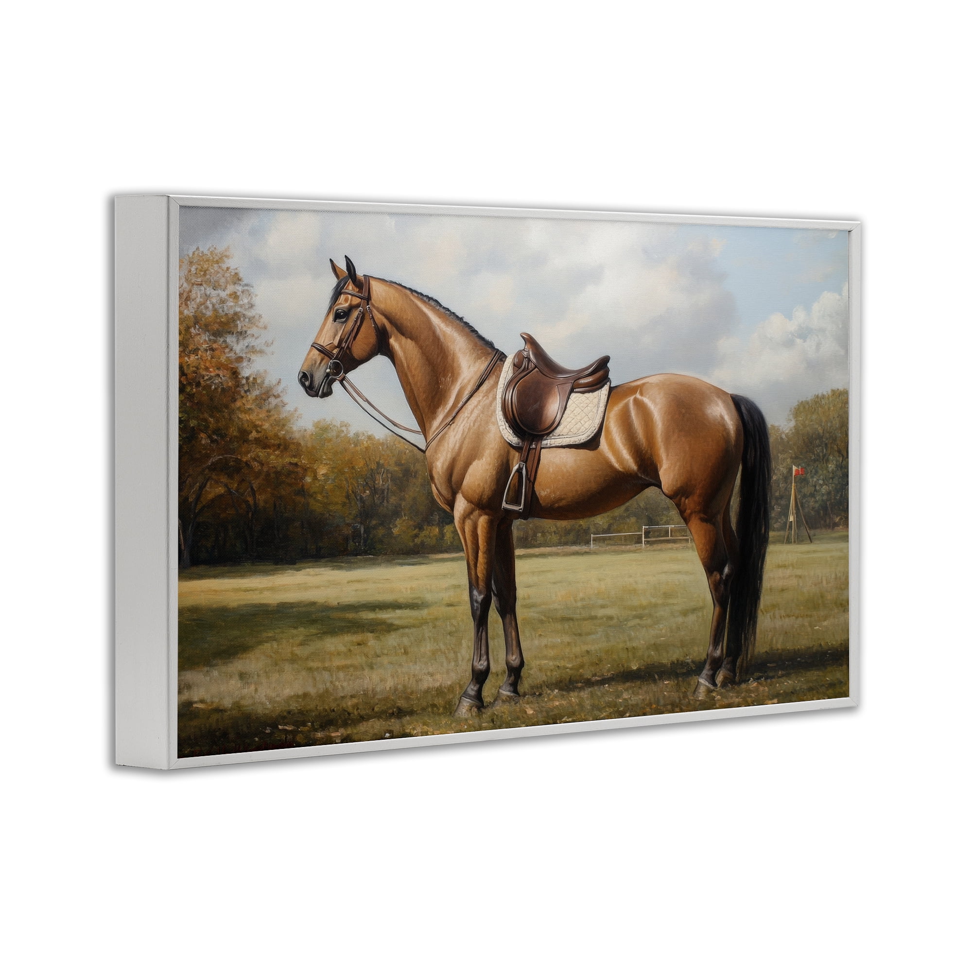Stupell Industries Show Ready Horse with Saddle White Framed Giclee Art, design by Petal Prints Design