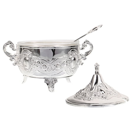 Seasoning Box Bell Creamer Dispenser White Sugar Spoon Silver