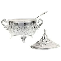 Seasoning Box Bell Creamer Dispenser White Sugar Spoon Silver