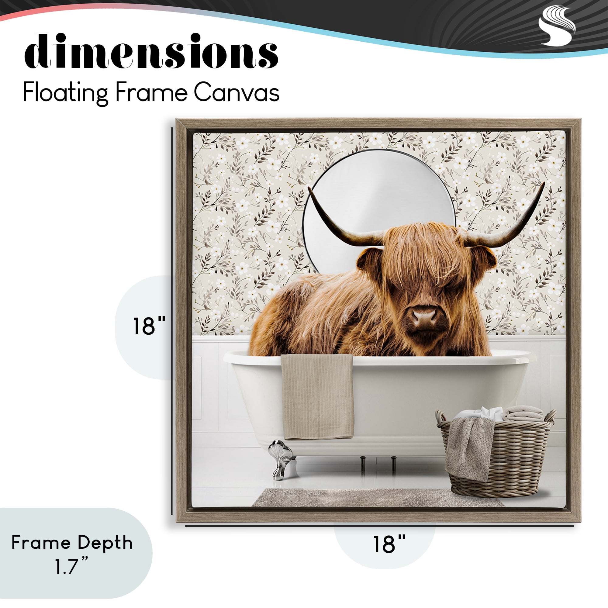 Stupell Industries Cottage Cattle Bath Time Brown Framed Floater Canvas Wall Art, design by CAD Designs