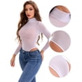 thumbnail image 3 of DARING DIVA Women's Mesh Tight High Neck Slimming Tummy Control Bodysuit L White, 3 of 5