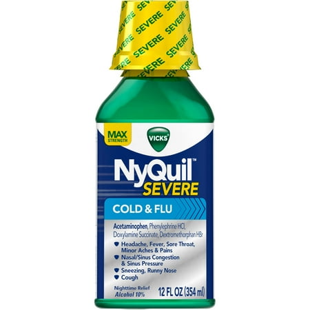 Vicks NyQuil sévère rhume et grippe secours liquide médecine froide, 12 fl oz