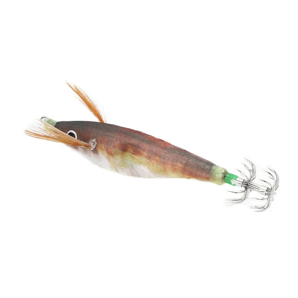 Fake Prawn Luminous Bait, Flexible Durable Squid Jig Hook Hard Fishing Lure  For Pond Fishing Red Head And Light Green,Brown,Red Light White Body Black  Dots Body,Red Head Dark 