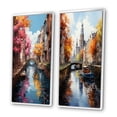 thumbnail image 3 of Designart "Vibrant Waterways Beige Canal Spectrum II" Canals Framed Wall Art Set Of 2 - Beige Architecture Framed Canvas Set For Living Room Decor, 3 of 6