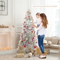 thumbnail image 4 of Gymax 6 FT Pre-lit Artificial Silver Tinsel Christmas Tree Slim Pencil Xmas Tree w/ 790 Branch Tips & 300 LED Lights, 4 of 10