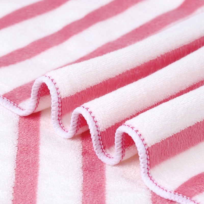 JML Large Stripe Bath Towel Set 4 Pack, 30"x60", Stripe Pink & Coffee, 400GSM, Soft, Absorbent, Microfiber Towel Quick Drying, Lint-free, No Fading