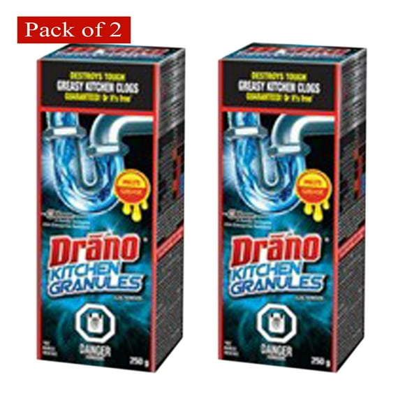 Drano Déboucheur de Granulés de Cuisine, 250g (Lot de 2)