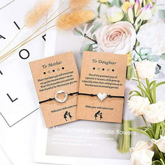 Mom Gifts from Daughter Mother Daughter Bracelets Set Mommy and Me Matching Heart Wish Bracelet Daughter Gift From Mom Birthday