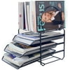 HGMart Desk File Organizer with 5 Stacking Magazine Sorter Rack and 3-Tier Letter Tray for Home and Office, Black