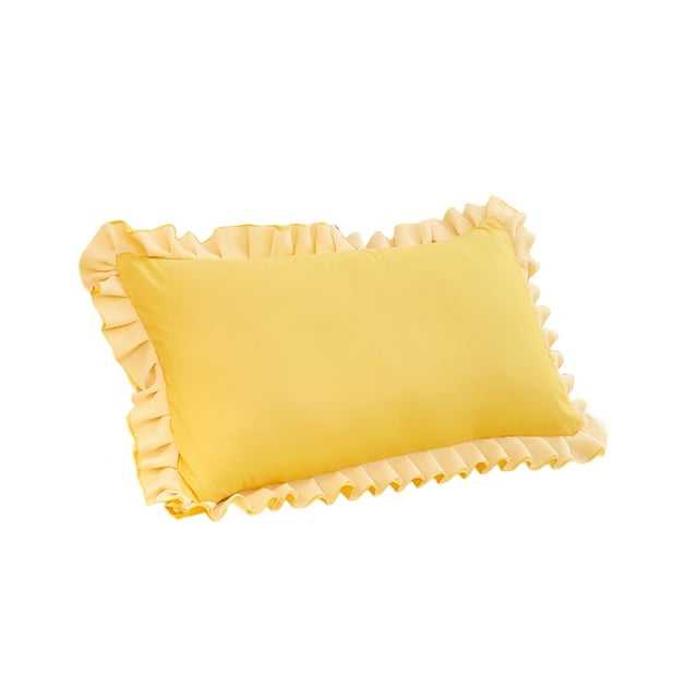 SLYNSHome Ruffled Pillow Cases,Standard Pillow Shams Brushed Microfiber Edge Ruffled Soft Pillow Cover for Bedding Decor - Yellow