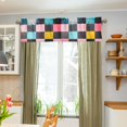 thumbnail image 3 of Yayeee Kitchen Valance Rod Pocket 54" x 18" Living Room Window Curtain, Pink Checkered Pattern, 3 of 6