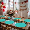 thumbnail image 5 of Turquoise Round 15 Inch Placemats Set of 8, Modern Pure Turquoise HeatResistant Non Slip Place Mats for Dining Table, Wipeable Braided Kitchen Table Mats for Housewarming, 5 of 9