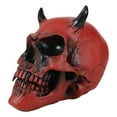 thumbnail image 3 of Inferno Horned Bloody Crimson Demon Hell Fire Vampire Pit Lord Skull Figurine, 3 of 9