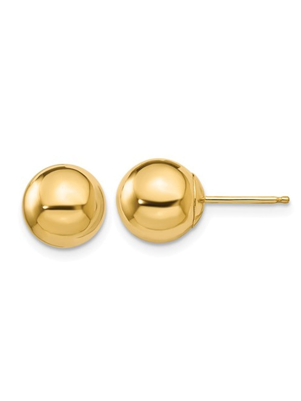 Gold Button Ball 8mm Stud Earrings in 14K Yellow Gold