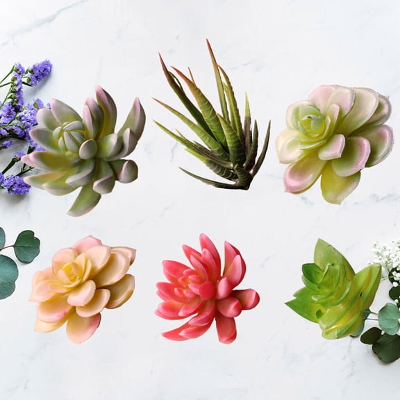 FOMIYES Fake Succulent Assorted Color Plastic Plant for Home Decoration 6Pcs