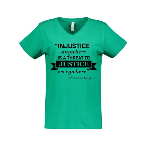 Inktastic Injustice Anywhere is a Threat to Justice Everywhere- Martin Luther King Jr. Women's V-Neck T-Shirt
