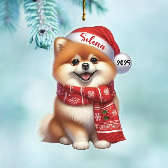 Customized Choose Name Pomeranian Keepsake Xmas Ornament, Personalized Pomeranian Dog Shaped Ornaments Christmas 2025, Novelty Puppy Owner Keepsake Xmas Ornament Gift for Family Friends Dogs Lovers