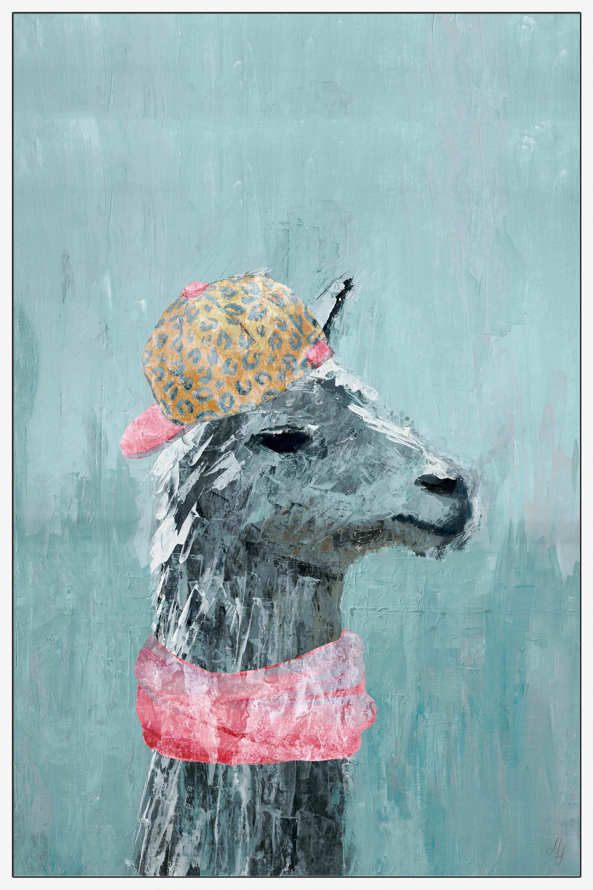 Hiphop Llama Floater Framed Painting Print on Canvas