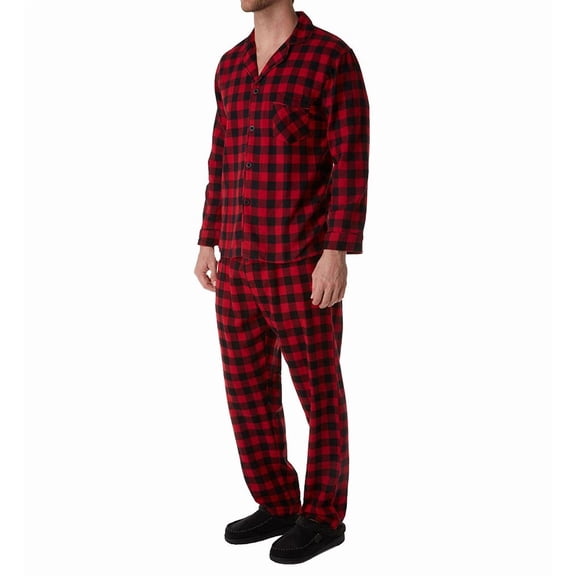 Men's Hanes 4039T Tall Man Plaid Flannel Pajama Set (Red Plaid 4XLT)