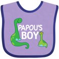 thumbnail image 3 of Inktastic Papou's Boy Grandson Dinosaur Boys Baby Bib, 3 of 4
