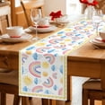 thumbnail image 5 of Rainbow Sunshine Table Runner 72 Inches, Rainy Cute Yellow Border Bed Runner Dresser Scarves Tabletop for Indoor Outdoor Parties/Ceremony/Banquet, 14" x 72", 5 of 9