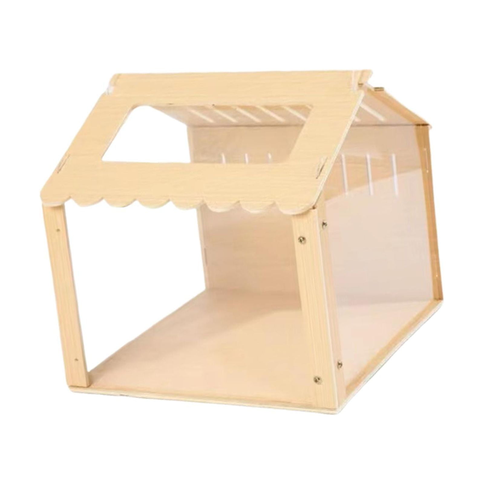 balikha Hamster Cage Wooden Exercise Toy Peep Shed Clear Habitat Decor Durable Chew Toy Nesting Villa Mice Rat Habitat for Rutin Chicken Chinchillas 40x29x32CM