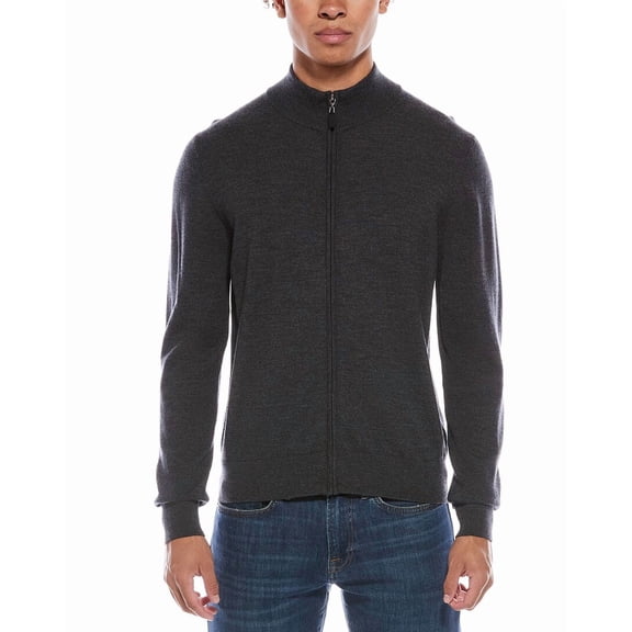 Mette mens Merino Wool Zip Mock Neck Cardigan, s, Grey