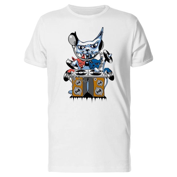 Cool Grunge Dj Cat Cartoon Tee Men's -Image by Shutterstock