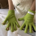 thumbnail image 1 of Guantes de lana con etiquetado de color sólido para mujer, guantes de cinco dedos con pantalla táctil tejidos para mujer, otoño e invierno, 1 of 6
