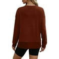 thumbnail image 4 of Scyoekwg Trendy Sweatshirts for Women Fall Winter Clothes Loose Long Sleeve Solid Color Crewneck Sweatshirt Pullover Tops Dressy Casual Pullover(Brown,S), 4 of 7