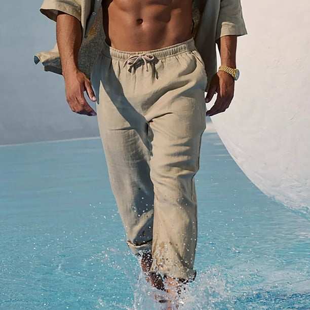 Fiudx Pantalones Casuales para Hombre, Transpirables, con Cintura Elástica, Cómodos, de Color Liso, con Cordón Ajustable, Bolsillos Versátiles, Ideales para Correr, Senderismo y Relajarse. El Regalo