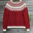 thumbnail image 2 of Bovemsi Sweaters for Women Cozy Women's Retro Art Printed Comfortable Casual Knitted Round Neck Pullover Fall Sweaters, 2 of 5
