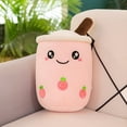 thumbnail image 3 of Milk Tea Cup Pillow Soft Cartoon Bubble Tea Cup Shape Smiling Face Color Matching Fully Stuffed Elastic Couch Car Seat Decor Bed Companion Pillow Doll, 3 of 10
