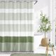 thumbnail image 1 of Cortina de ducha de tela para baño, moderna cortina de ducha a rayas, impermeable, para baño, juego de cortinas de ducha de 72 x 72 pulgadas de largo con ganchos para cortinas, 1 of 5