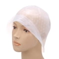 thumbnail image 1 of Gorra de silicona para teñir cabello, herramienta profesional para mechas reutilizable y cómoda, ideal para uso en casa o salón, incluye gancho, disponible en tres colores: blanco, azul y rosa., 1 of 6