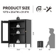thumbnail image 2 of Bathroom Floor Cabinet,Metal Storage Cabinet,Freestanding Locker Display Cabinets with 2 Glass Doors & 2 Adjustable Shelves,Metal Accent Cabinets for Home Office,Living Room,Black, 2 of 2