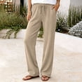 thumbnail image 6 of Women's Elastic Waist Drawstring Pants Lightweight Straight Leg Casual Trousers Summer Loose Versatile Long Pants with Pockets, 6 of 9
