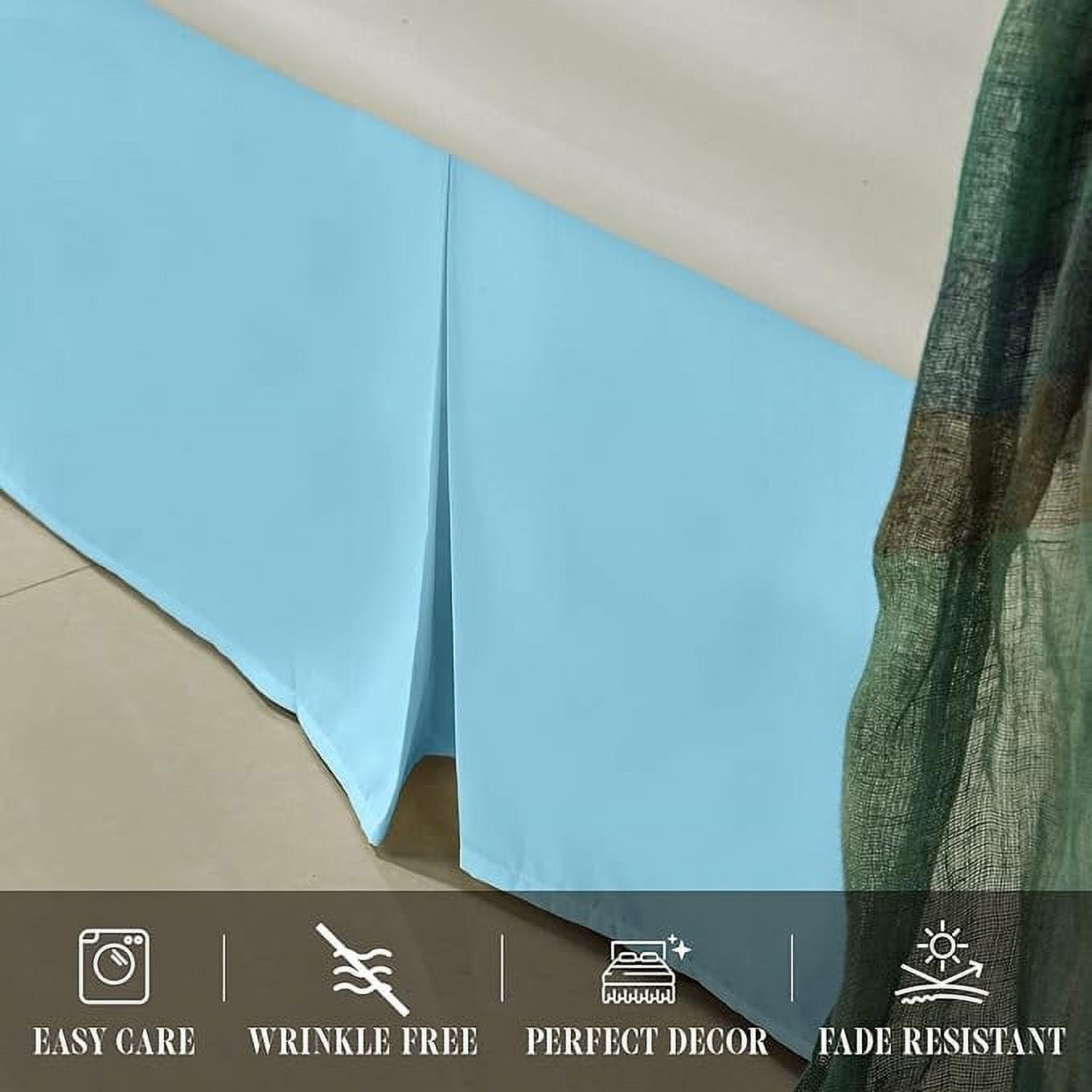 Elegant Comfort 1-Piece Solid Bed Skirt, 1500 Series, Minimalist Design with a Modern Look- Easy Care, Wrinkle and Stain Resistant, Bedskirt, King, Aquamarine