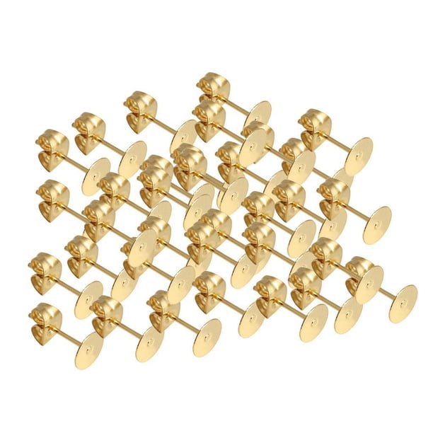 50 piezas Almohadilla plana Ear Stud Qarigey Oro 3 mm