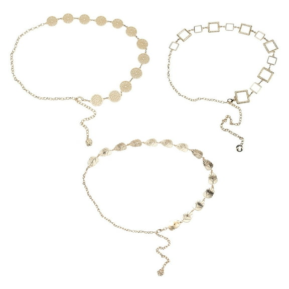 SNNROO 3pcs Hollow Round Decor Chain Belts for Women, Metal Waist Chain Plus Size for Her Dresses
