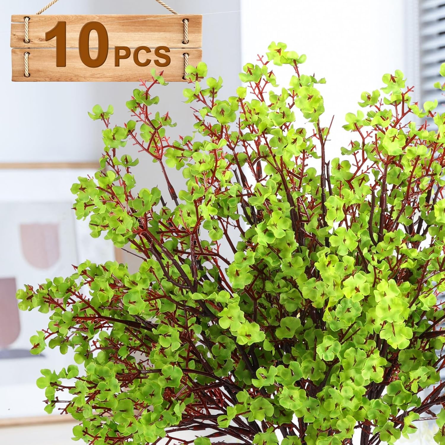 Babys Breath Green Flowers Artificial Gypsophila Flowers St. Patrick's Day Fake Silk Flowers for Home Decor Spring Floral Arrangement Table Centerpieces