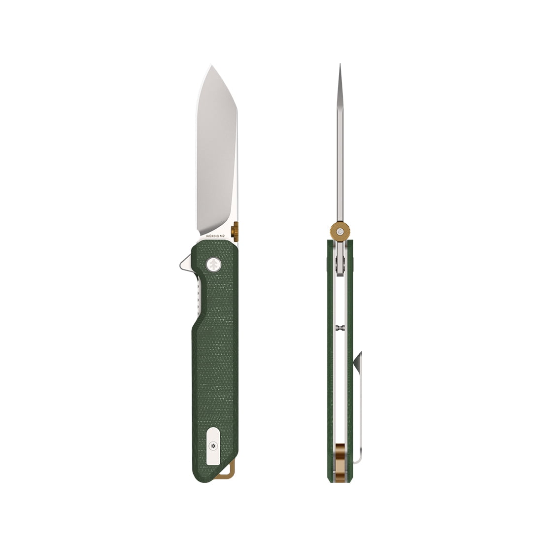 Swiss Tech WURDIG M2 Dark Spruce Micarta Folding Knife, 14C28N Steel, Satin Finish