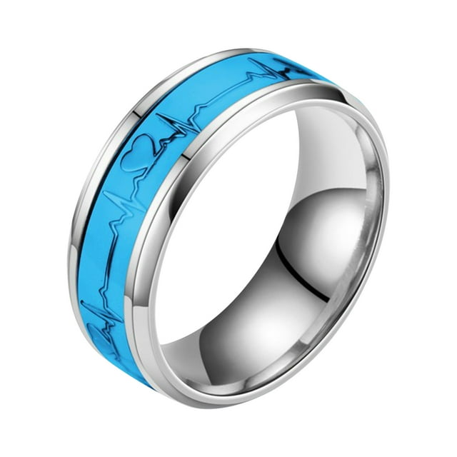 Electrocardiogram Stainless Steel Glow Ring Creative Love Couple Ring Ring Ring