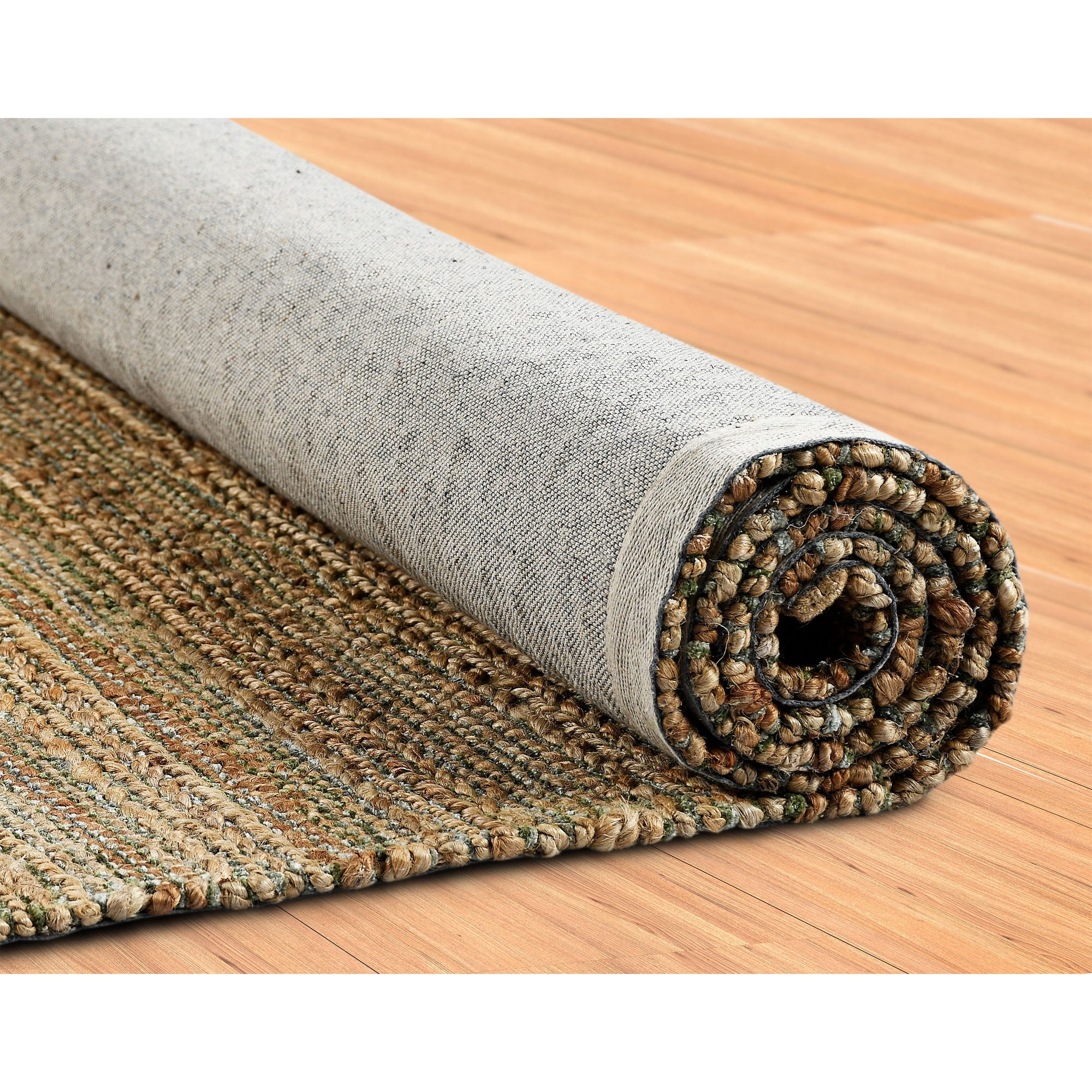 Ox Bay Ollie Striped Transitional Jute Hand-Woven Indoor Area Rug, Natural/Smoke Green, 7'9" x 9'9"