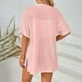 thumbnail image 5 of Womens Tops Dressy Casual 2024 Summer Lightweight Cardigan Short Sleeve Open Front Loose Cover Ups Blouse Pink, 5 of 9